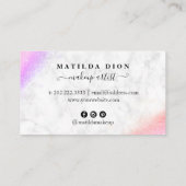 紫エレガントグラデーショングリッター大理石メイクアップアーティスト 名刺 (裏面)