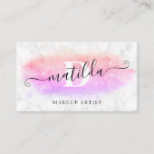 紫エレガントグラデーショングリッター大理石メイクアップアーティスト 名刺 (正面)