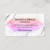 紫エレガントグラデーショングリッター大理石メイクアップ&ヘア 名刺 (裏面)