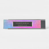 紫エレガントグラデーショングリッター枠 デスクネームプレート (正面)