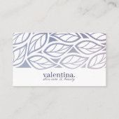 紫エレガントグリッターリーフパターン美しいメイクアップ 名刺 (裏面)