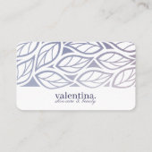 紫エレガントグリッターリーフパターン美しいメイクアップ 名刺 (裏面)