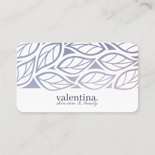 紫エレガントグリッターリーフパターン美しいメイクアップ 名刺 (裏面)