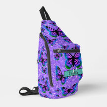 紫エレガントグリッター蝶モノグラム