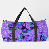 紫エレガントグリッター蝶モノグラム ダッフルバッグ (裏面)