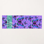 紫エレガントグリッター蝶モノグラム ヨガマット (正面(横))