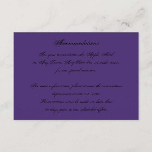 紫エレガントゴシックのナイトポ結婚スの挿入 エンクロージャーカード (正面)