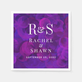 紫エレガントシックモダンモノグラ結婚ム スタンダードカクテルナプキン