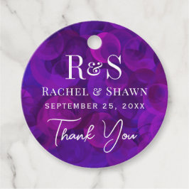 紫エレガントシックモダンモノグラ結婚ム フェイバータグ