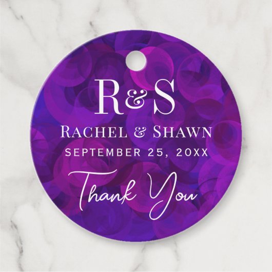 紫エレガントシックモダンモノグラ結婚ム フェイバータグ (正面)