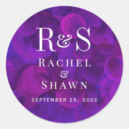 紫エレガントシックモダンモノグラ結婚ム ラウンドシール