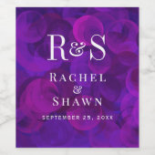 紫エレガントシックモダンモノグラ結婚ム ワインラベル (シングルラベル)