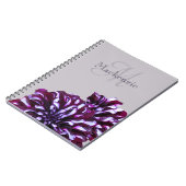 紫エレガントダリア花モノグラム名前をカスタムする ノートブック (左側)