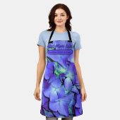 紫エレガントティール（緑がかった色）フローラアジサイ エプロン (着用した状態)