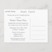 紫エレガントデイジー花ブライダルシャワー葉書 インビテーションポストカード (裏面)
