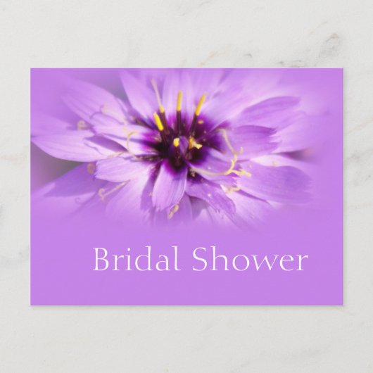 紫エレガントデイジー花ブライダルシャワー葉書 インビテーションポストカード (正面)