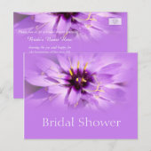 紫エレガントデイジー花ブライダルシャワー葉書 インビテーションポストカード (正面/裏面)