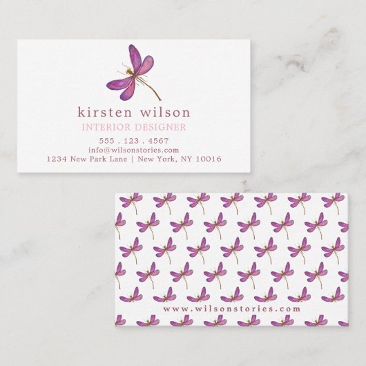 紫エレガントトンボ 名刺 (正面/裏面)