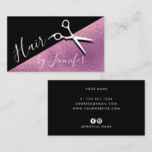 紫エレガントハサミ 名刺 (正面/裏面)