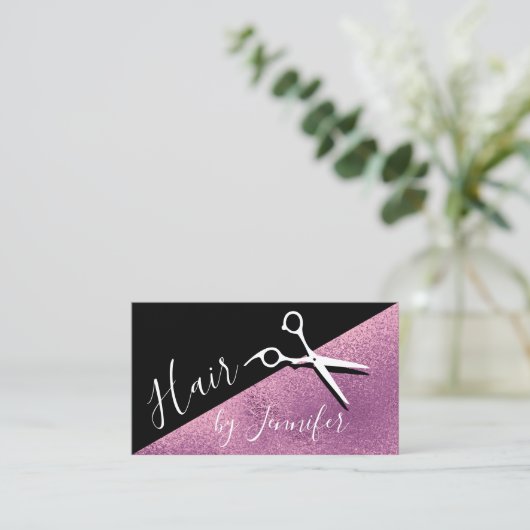 紫エレガントハサミ 名刺 (スタンド正面)
