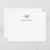 紫エレガントハートモノグラシンプルムミニマリスト ノートカード (正面/裏面)