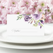 紫エレガントバラフローラ結婚ズ プレイスカード