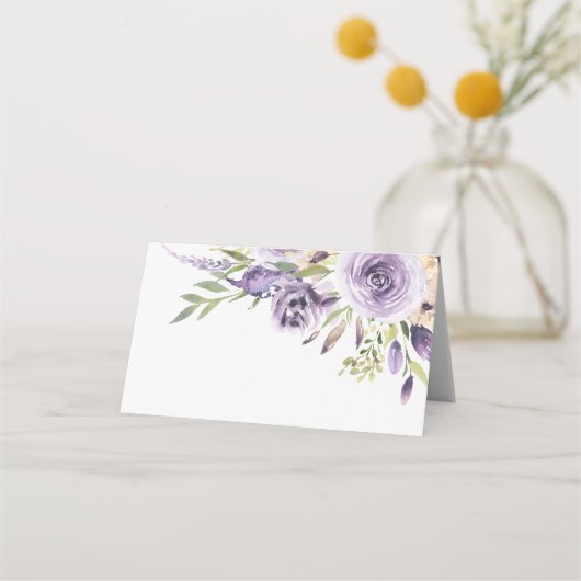 紫エレガントバラフローラ結婚ズ プレイスカード (裏面)