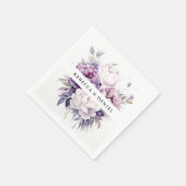 紫エレガントバラ水彩フローラ結婚ズ スタンダードカクテルナプキン (角)