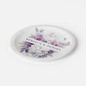 紫エレガントバラ水彩フローラ結婚ズ ペーパープレート (アングル)