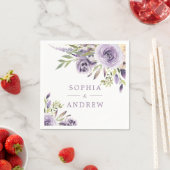 紫エレガントバラ花結婚のナプキン スタンダードカクテルナプキン (インサイチュ)