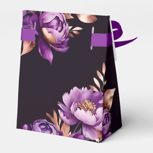 紫エレガントバラ金ゴールド牡丹フローラ誕生日 フェイバーボックス (裏面サイド)