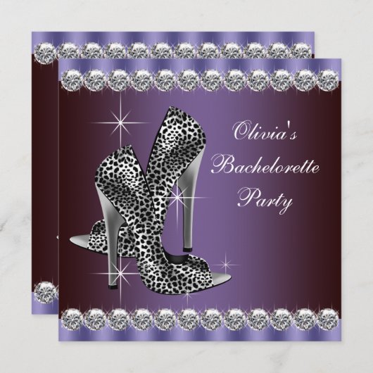 紫エレガントヒョウバチェロレッテ 招待状 (正面/裏面)