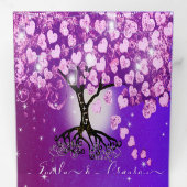 紫エレガントピンクハートリーフ結婚ツリー 三つ折り招待状 (内部最初)
