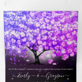 紫エレガントピンクハートリーフ結婚ツリー 三つ折り招待状 (内部最初)