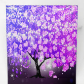 紫エレガントピンクハートリーフ結婚ツリー 三つ折り招待状 (内部最初)