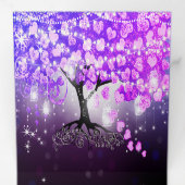 紫エレガントピンクハート結婚リーフの3つ折り 三つ折り招待状 (内部最初)