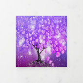 紫エレガントピンクハート結婚リーフの3つ折り 三つ折り招待状 (カバー)