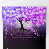 紫エレガントピンクハート結婚リーフの3つ折り 三つ折り招待状 (内部最初)