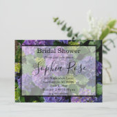 紫エレガントピンクフローラアジサイブライダルシャワー 招待状 (スタンド正面)