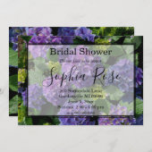 紫エレガントピンクフローラアジサイブライダルシャワー 招待状 (正面/裏面)