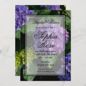 紫エレガントピンクフローラアジサイブライダルシャワー 招待状 (正面/裏面)