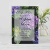 紫エレガントピンクフローラアジサイブライダルシャワー 招待状 (スタンド正面)