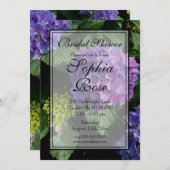 紫エレガントピンクフローラアジサイブライダルシャワー 招待状 (正面/裏面)