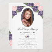 紫エレガントピンクフローラ写真追悼会 招待状 (正面/裏面)