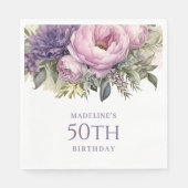紫エレガントピンクフローラ50誕生日 スタンダードランチョンナプキン (正面)