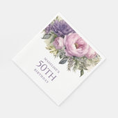 紫エレガントピンクフローラ50誕生日 スタンダードランチョンナプキン (角)