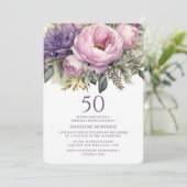 紫エレガントピンクフローラ50誕生日 招待状 (スタンド正面)