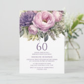 紫エレガントピンクフローラ60誕生日 招待状 (スタンド正面)