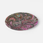 紫エレガントピンクブラウン黒ペイズリー模様 ペーパープレート (アングル)