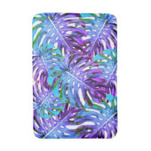 紫エレガントピンク熱帯葉パターン バスマット (正面縦)